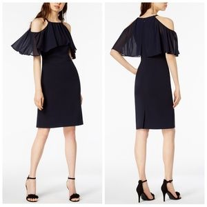 Vince Camuto cold shoulder overlay dress